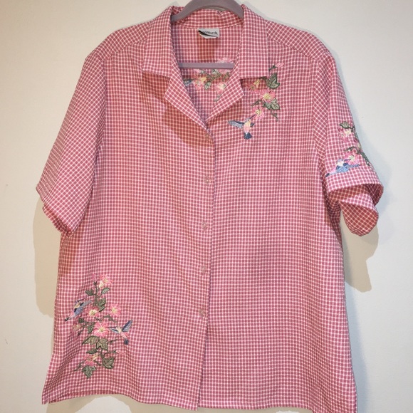 Bon Worth Plaid Hummingbird Shirt XL - Picture 9 of 9